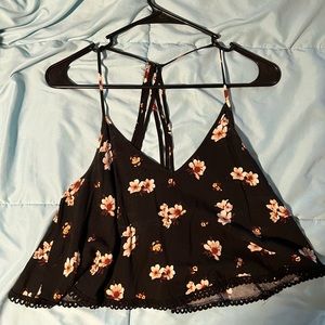 Flower flowy crop top black small